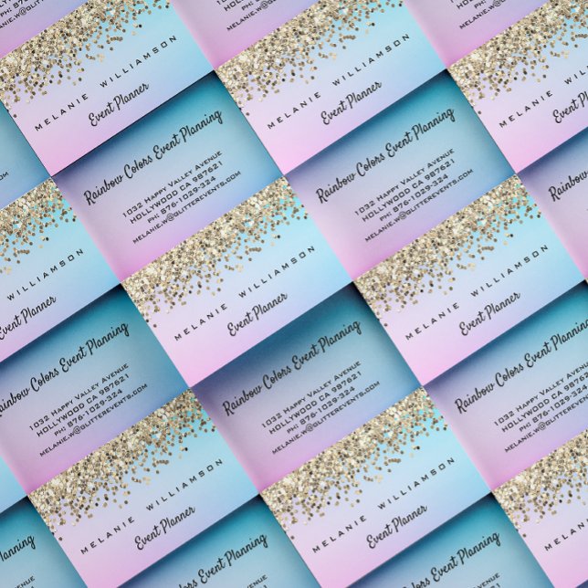 Rainbow Colours and Glitter Event Planner Business Card (Creator Uploaded)