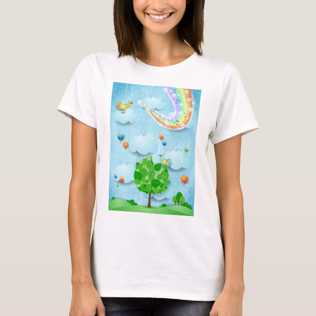 Rainbow colours and tree T-Shirt (Front)
