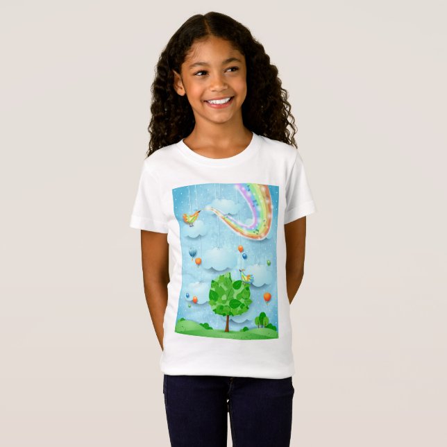 Rainbow colours and tree T-Shirt (Front Full)