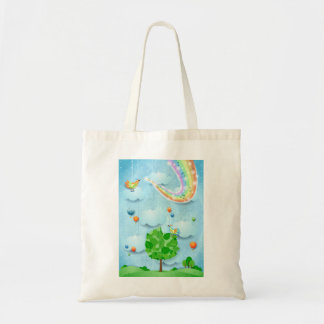 Rainbow colours and tree tote bag