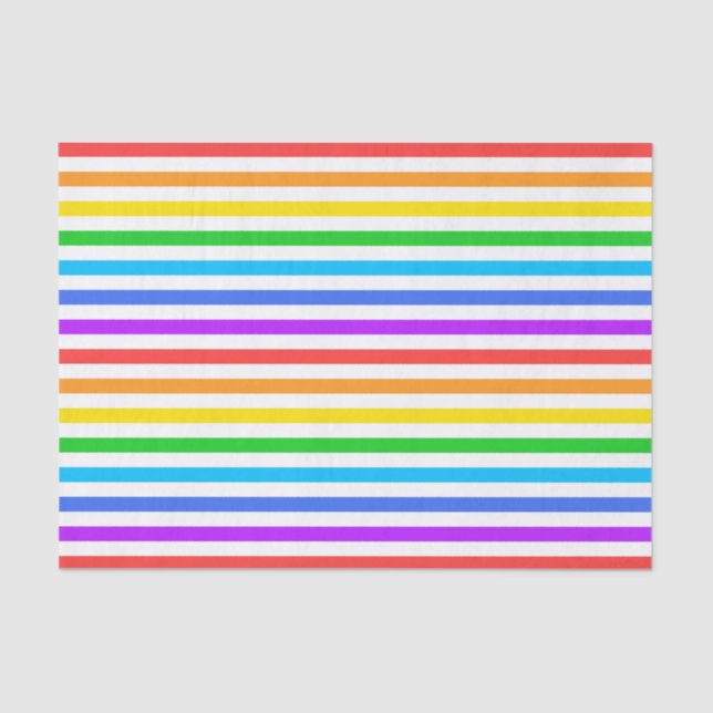 Rainbow Colours and White Stripes Tissue Paper (Front)