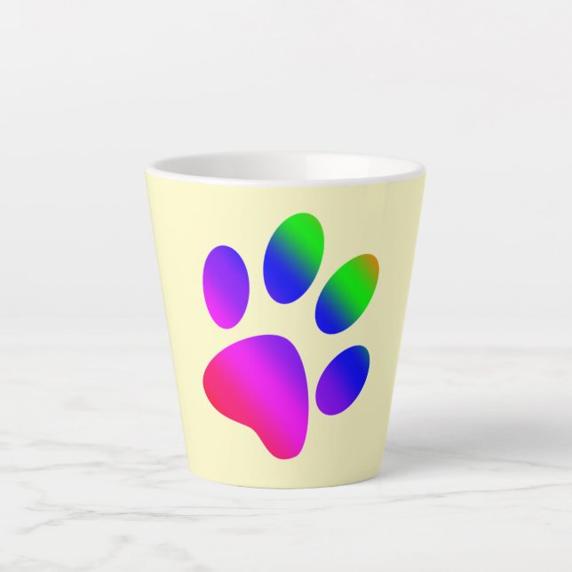 Rainbow Colours Animal Paw Print Latte Mug (Front)