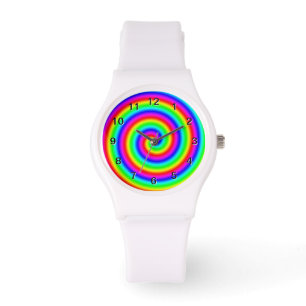 Rainbow Colours. Bright and Colourful Spiral. Watch