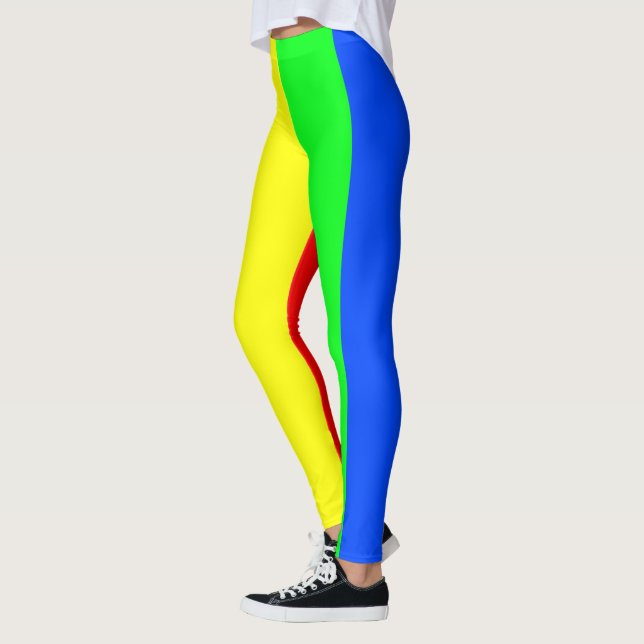 Rainbow colours, bright happy stunning stripes leggings (Left)