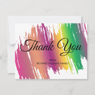 Rainbow Colours Brushstroke Bridal Shower Thank Yo Thank You Card