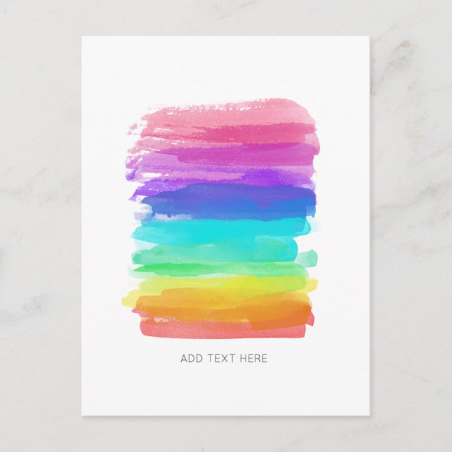 Rainbow Colours Brushstrokes Custom Text Stationar Postcard (Front)