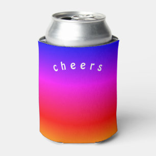 Rainbow Colours Can Cooler with Text - Cheers