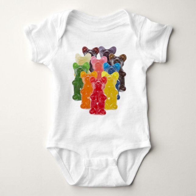 rainbow colours candy lover gummy bear baby bodysuit (Front)