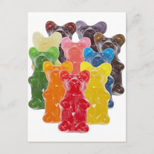 rainbow colours candy lover gummy bear postcard