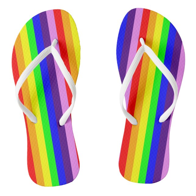 Rainbow Colours Classic Stripes Bright Colourful Jandals (Footbed)