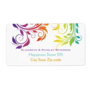 Rainbow colours colourful scroll leaf wedding