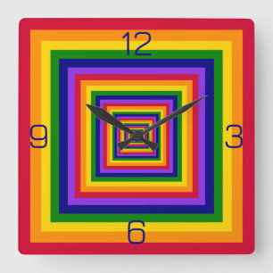 Rainbow Colours Combination / Mix of Nested Square Wall Clock