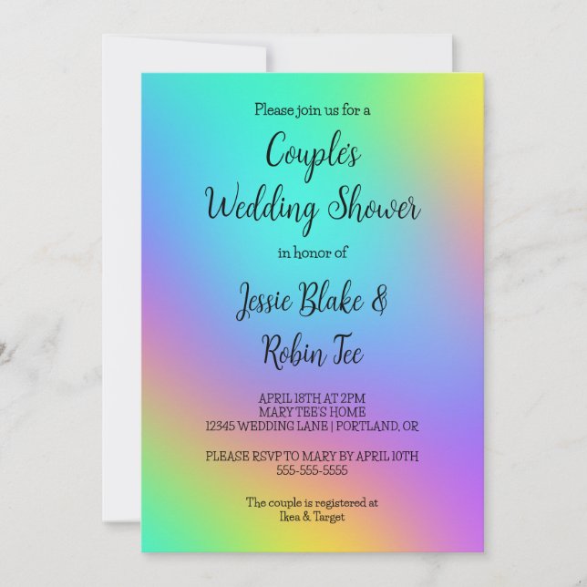 Rainbow Colours Couple's Wedding Shower Invitation (Front)