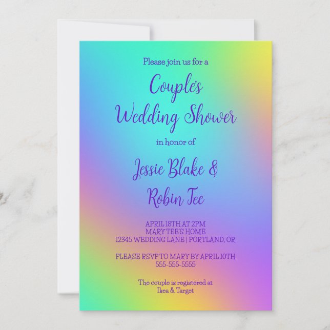 Rainbow Colours Couple's Wedding Shower Invitation (Front)