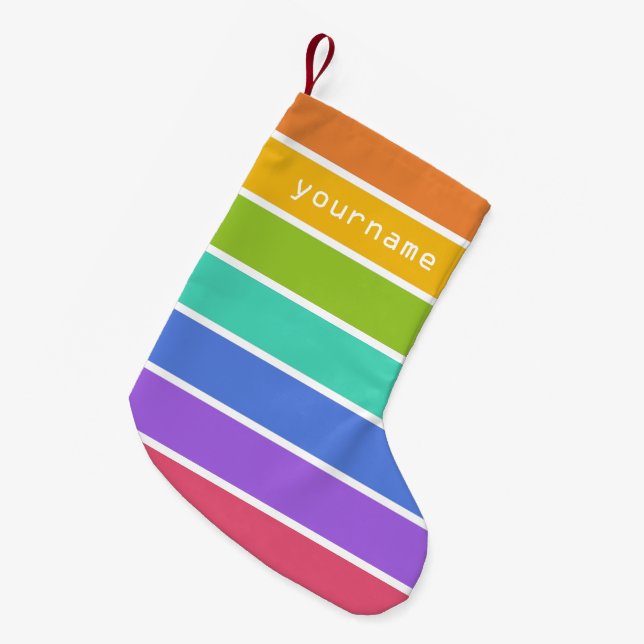 Rainbow Colours custom Christmas stocking (Front (Hanging))