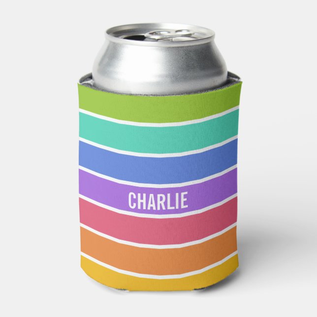 Rainbow Colours custom monogram can coolers (Can Front)