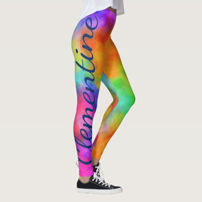 Rainbow Colours Custom Name Leggings (Right)