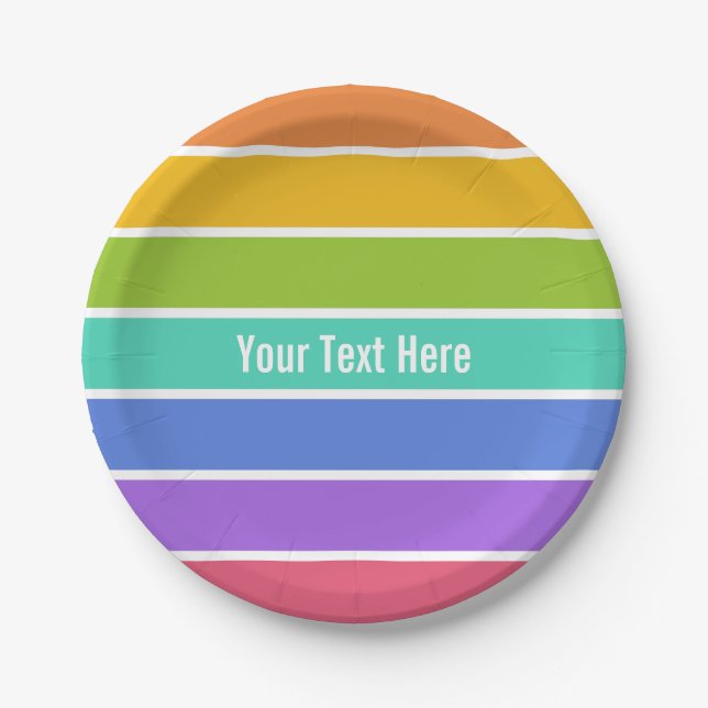 Rainbow colours custom paper plates (Front)