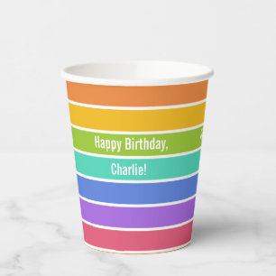 Rainbow Colours custom text Paper Cups