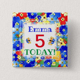 Rainbow Colours Customisable Age 15 Cm Square Badge