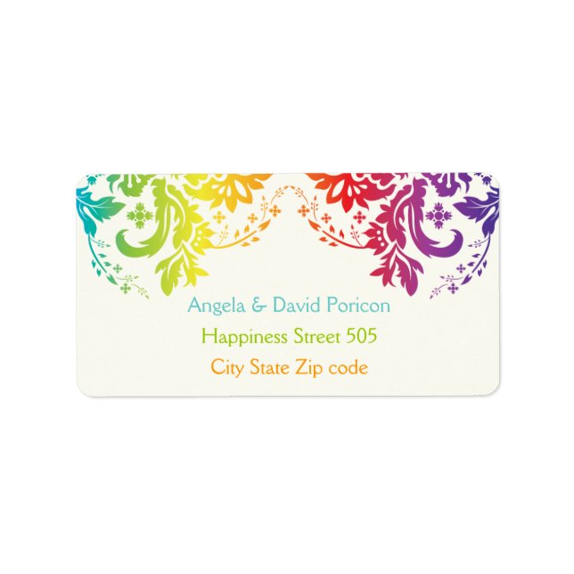 Rainbow colours damask request 1 label (Front)