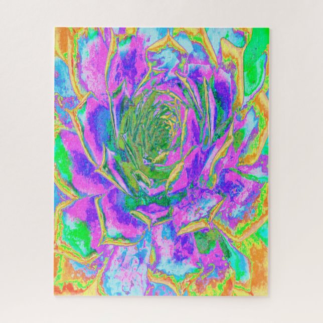 Rainbow Colours Fiesta Succulent Sedum Rosette Jigsaw Puzzle (Vertical)