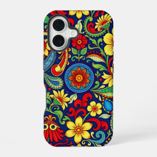 Rainbow Colours Flower Paisley Design iPhone 16 Case