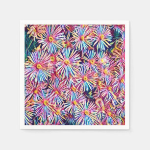 Rainbow Colours Flowers Paper Napkin