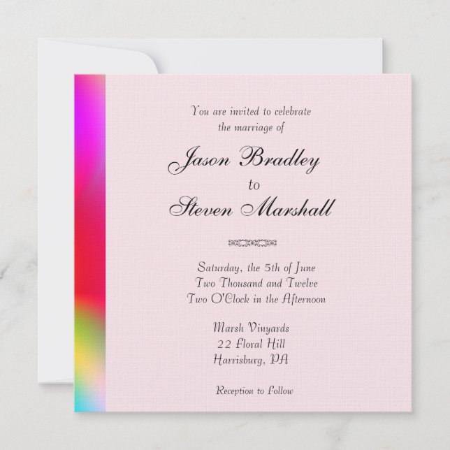 Rainbow Colours Gay Wedding Invitation (Front)