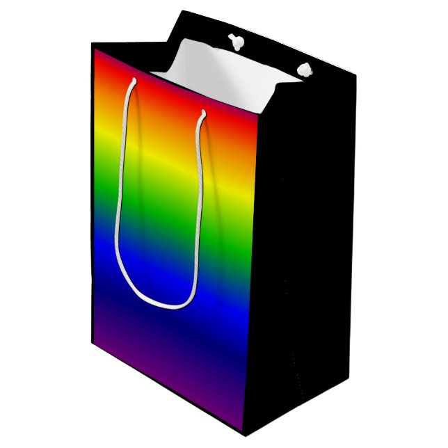 Rainbow Colours Gift Bag Medium Black (Front Angled)