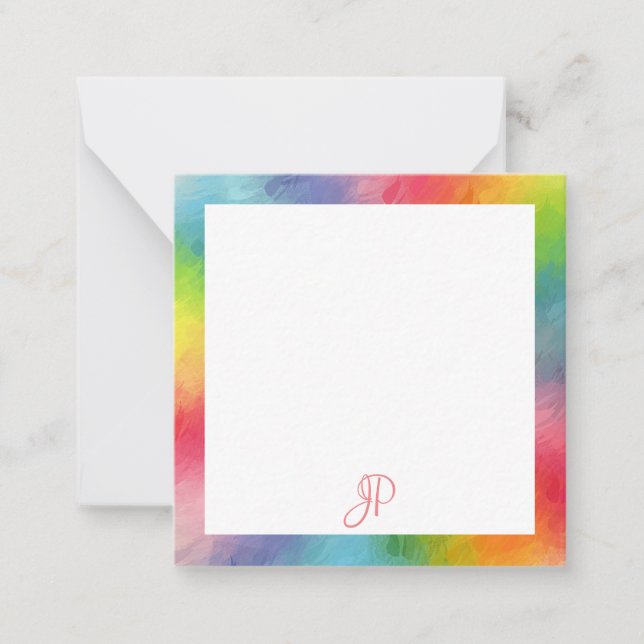 Rainbow Colours Handwriting Monogram Template (Front)