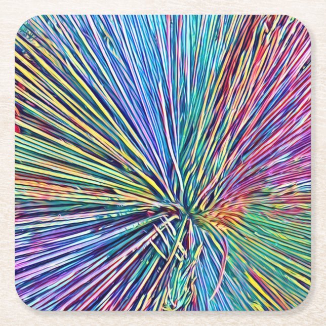 Rainbow Colours Happy Paper Coaster (Front)
