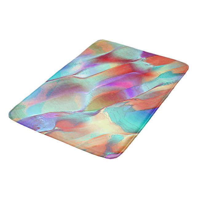 Rainbow colours in virtual pearly rock bath mat (Angled)
