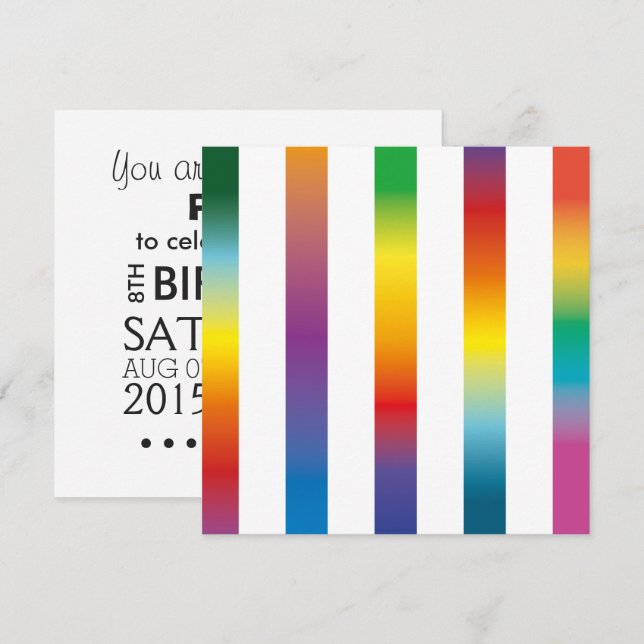Rainbow Colours Invitation (Front/Back)