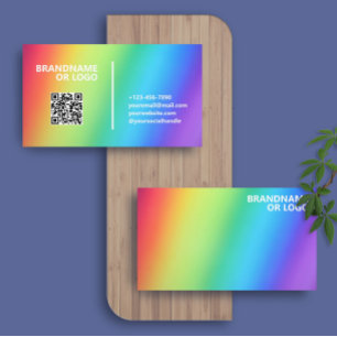 Rainbow Colours Modern Classy QR Code LGBT Business Card