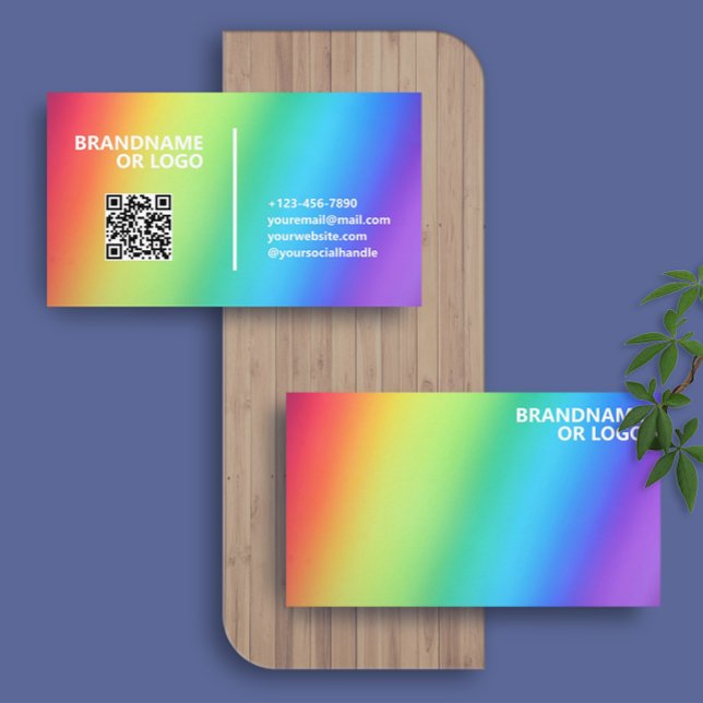 Rainbow Colours | Modern Classy QR Code LGBT Business Card (Creator Uploaded)