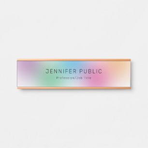 Rainbow Colours Modern Simple Template Rose Gold Door Sign