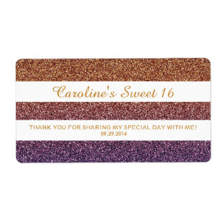 Rainbow Colours Ombre Glitter Sweet 16 Bottle Favo