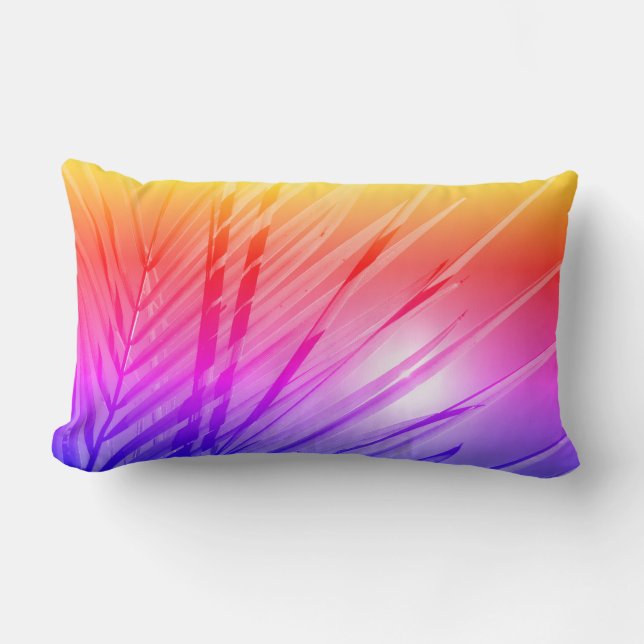 Rainbow Colours Palm Tree Leaf Beach Throw Pillow (Front)