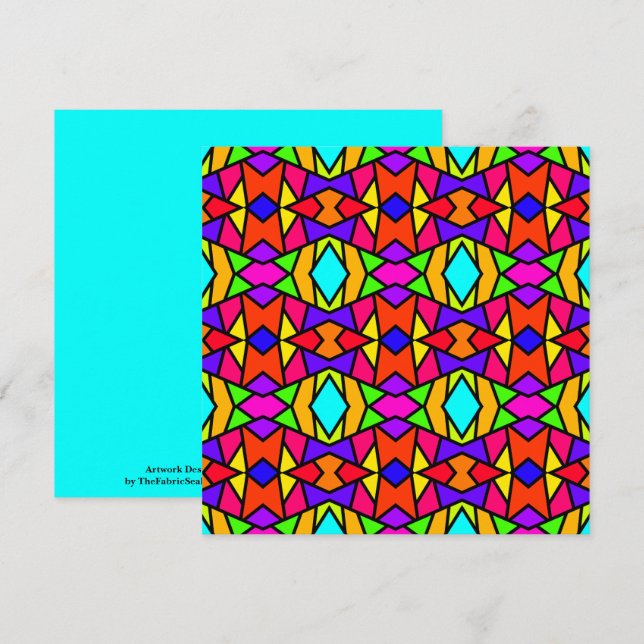 Rainbow Colours Patchwork Geometric Repeat Pattern Card (Front/Back)