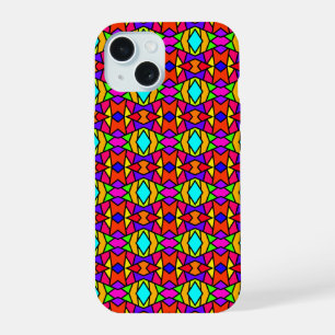 Rainbow Colours Patchwork Geometric Repeat Pattern iPhone 15 Case