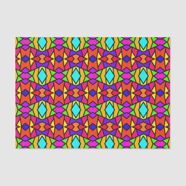 Rainbow Colours Patchwork Geometric Repeat Pattern Tissue Paper (Front)
