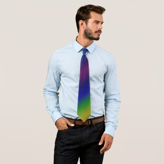 Rainbow Colours Pattern Textured Look Tie (In Situ)