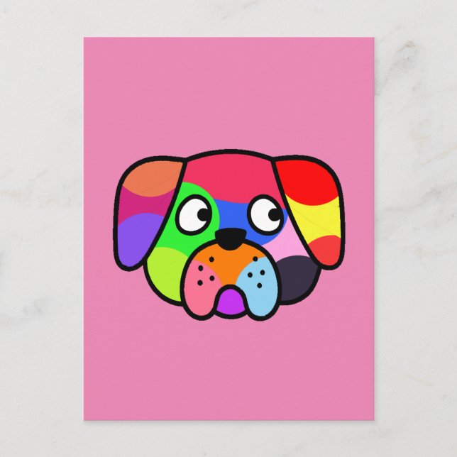 Rainbow Colours Pet Funny Colourful Dog Puppy Postcard (Front)