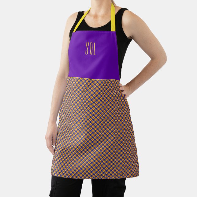 Rainbow Colours Plaid Tartan Pattern Apron (Insitu)