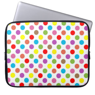 Rainbow colours polka dots pattern laptop sleeve