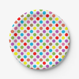 Rainbow colours polka dots pattern paper plate