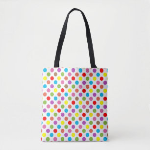 Rainbow colours polka dots pattern tote bag