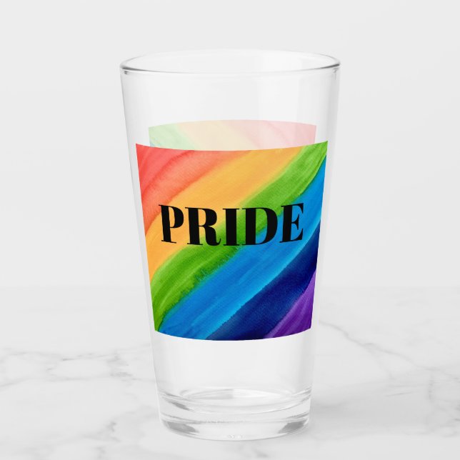 Rainbow Colours Pride Glass Cup (Front)