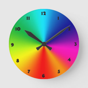 Rainbow Colours Round Clock